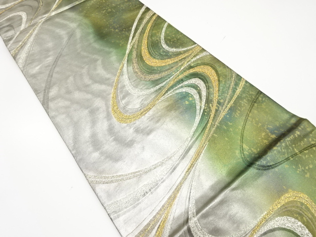 引箔流水模様織出し袋帯